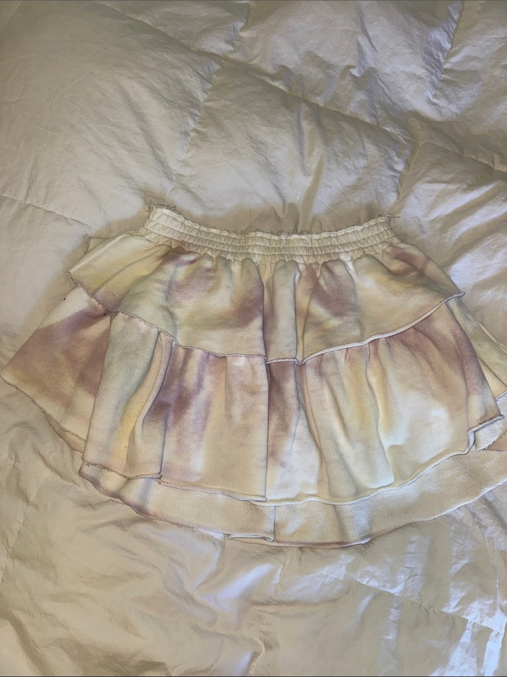 LoveShackFancy Pastel Tie-Dye Ruffle Mini Skirt